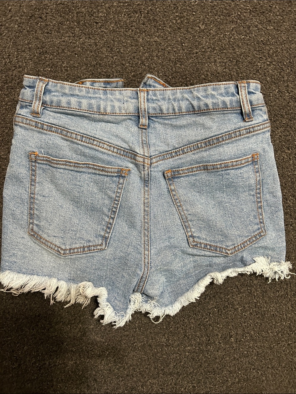 High-Rise Light Blue Distressed Denim Cutoff Shorts - Picture 3 of 5